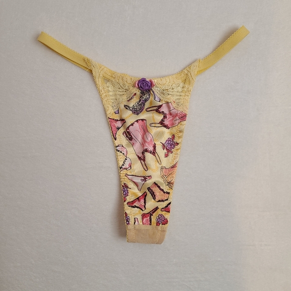 VTG Shirley of Hollywood Hi-cut Satin Thong OS - Picture 1 of 6
